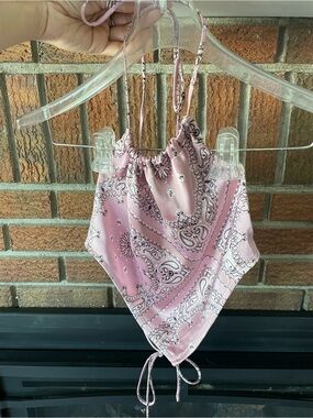 Pink Paisley Bandana Halter Top